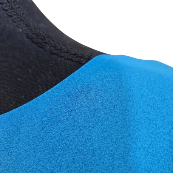 Algo Vintage Elegant Blue Ruffle Sleeve Midi Dress Size L - Picture 4 of 7